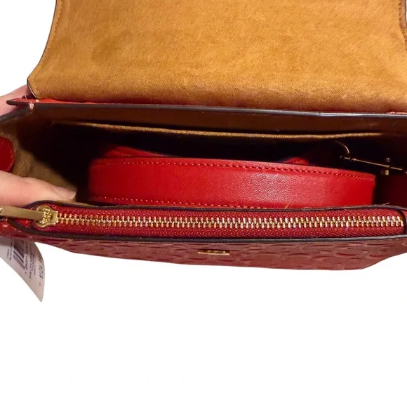 Coach Morgan Top handle Red Embossed Satchel with crossbody strap. NWT - Picture 12 of 13